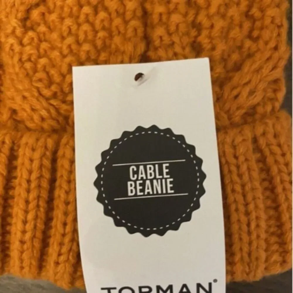 Topman Men's Cable Knit Beanie -‎ Orange, Winter Hat, Brand New - Picture 2 of 2